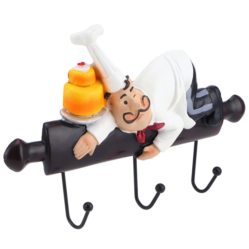Wall Hook Cartoon Chef Figurine SelfAdhesive Hanger Hotel Dining Room
