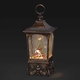 Christmas by Roman Inc, Confetti Lites Collection, 10.25" H MUS LED Swirl Confetti Light Lantern, Lantern, Snow Globe, Holiday Home Décor, Santa, Cardinal, Nutcracker, Snowman, Reindeer (4x4x11)