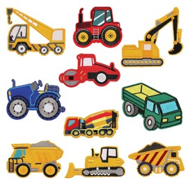 Culinavog 10pcs Iron-on Embroidered Patches-Excavator/Forklift/Truck for DIY Sewing or Iron-on Repair, Iron-On Transfers, Embroidered Applique Patches Stickers for Clothes, Jackets, Jeans, Backpacks