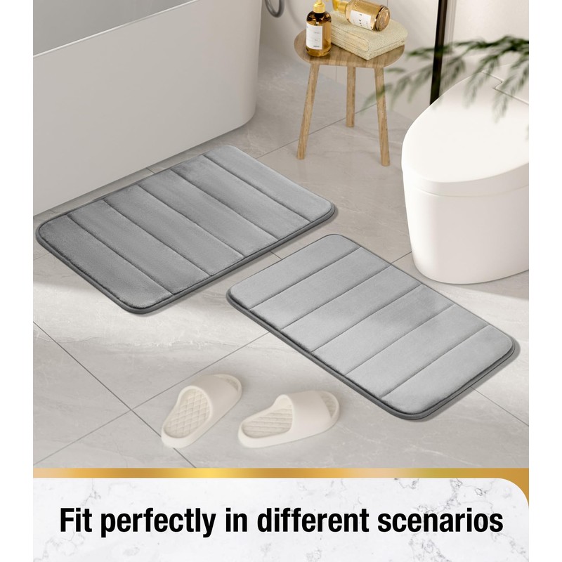 HITSLAM Memory Foam Bath Mat 40 x 60 cm Grey