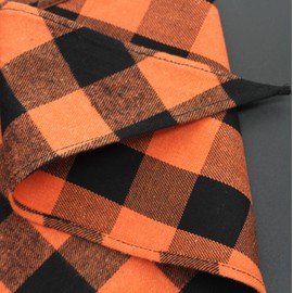 EechicSpace Orange Plaid Dog Bandanas for Small Medium Extra Large Dogs 2 Pack