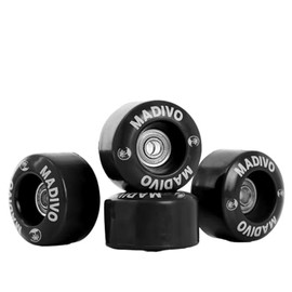 MADIVO Replacement Wheels + Ball Bearing for Roller Skates 54 mm x 32 mm | Set of 4 Wheels 82A ABEC-7 Bearings | Roller Skate Wheels for Quad Skates for Outdoor and Indoor Use