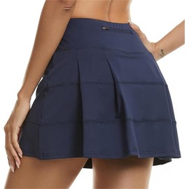 Jhsnjnr - Falda de entrenamiento para mujer, con pantalones cortos, falda de tenis plisada atlética de cintura alta, Azul marino, S