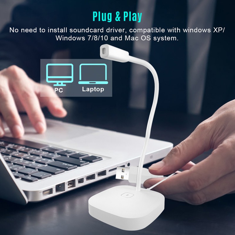 Desktop Computer Microphone USB Wired Microphone 360 Degrees Omnidirectional Condenser