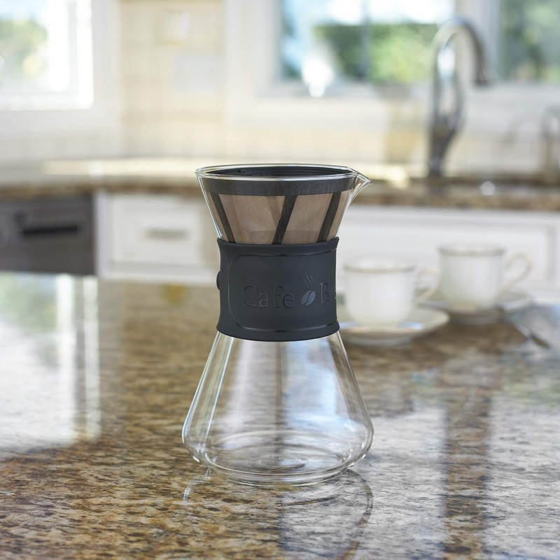 Cafe Brew PO108 BLACK 8 Cup Pour-Over Coffeemaker with Permanent