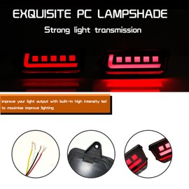 Tonsya 3 en 1 lente roja LED para 2005, 2006, 2007, 2008, 2009, 2010, Jeep Grand Cherokee Reflector, luces traseras intermitentes de freno y luces antiniebla traseras 55156102AA; 55156103AA