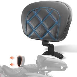 FOVPLUE Rider Backrest,Adjustable Driver Backrest Pad Kit fits for Harley Touring CVO Road Glide Road King Electra Glide Street Glide FLHR FLTRX FLHX FLHT 2009-2023,Double Blue Stitching