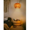 YIIZON Plug in Pendant Light Fixture with Hand Woven Bamboo