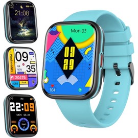 Reloj inteligente, multimodos deportivos con frecuencia cardíaca SpO2, resistente al agua, Bluetooth Smartwatch para Android iOS, azul