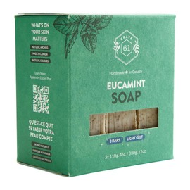 Crate 61 Organics, Handmade in Canada, Plant Based Cold Process Natural Bar Soap For Face And Body, With Premium Essential Oils, For Men And Women 3 Pack (Eucamint)