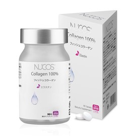 NUCOS Collagen 100% Fish Collagen, Elastin, Hali, Elasticity, Aging Care Supplement, Made in Japan [90 Tablets (Approx. 30 Day Supply)]