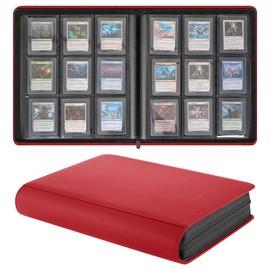 Migitec 9-Pocket Toploader Binder, Holds 360 3" x 4" Rigid Card Holders, Top Loader Collection Display Album for Trading Cards and Sports Cards - Red