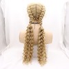 613 Blonde Double Braids Wig Long Curly Blonde Middle Part