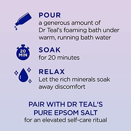 Dr Teal's Espuma de Baño con Sal Epsom Pura, Mezcla para Dormir con Melatonina, Aceites Esenciales de Lavanda y Manzanilla, 1000 ml (Paquete de 2)