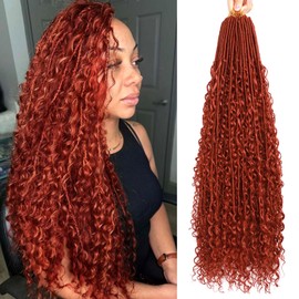 Goddess Locs Crochet Hair-30 Inch 8 Packs Boho Faux Locs Crochet Hair for Black Women Pre Looped Soft Locs with Curly Ends (#350, 30 Inch(Pack of 8))