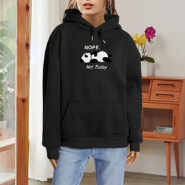 KEEVICI Womens Cute Hoodies Sweatshirts for Teen Girls Panda Graphic Kawaii Hoodie Preppy Aesthetic Pullover(Black,XL)