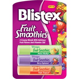 Blistex Fruit Smoothies Lip Moisturizers 3 Sticks 0.10 oz each Pack of 12