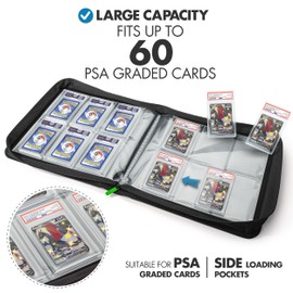 FunGuys Graded Card Binder, 60 PSA Slab Holder, 6 Pocket Graded Card Storage, Slab Binder, PSA Card Graded Display Case Album, Zipper Binder, MTG Card Binder