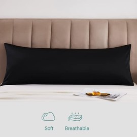 Oubonun 100% Cotton Body Pillowcase - 800 Thread Count/21x54, Moisture Absorbent and Breathable, Premium Hotel Body Pillow Cover for All Seasons, Black