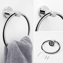 NearMoon 2 Pieces Bathroom Hardware Accessories, Towel Ring and Toilet Paper Holder- Stainless Steel Bathroom Towel Hanger and Hand Towel Holder, Wall Mounted (Chrome Finish)
