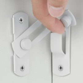 INIRET 2 Packs Flip Door Sliding Latches，Matte White 90 Degree Stainless Steel Bar Gate Latches Safety Door Lock,Sliding Door Antique Lock Gate Latches Wine Cabinet Carbon Steel Closet Door Latches