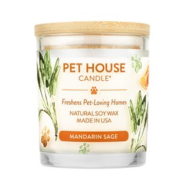 One Fur All, Pet House Candle - 100% Soy Wax Candle - Pet Odor Eliminator for Home - Non-Toxic and Eco-Friendly Air Freshening Scented Candles (Pack of 1, Mandarin Sage)