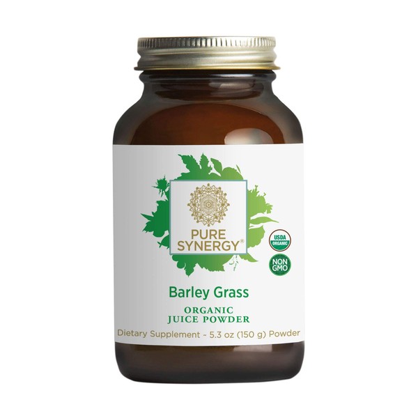 PURE SYNERGY Barley Grass Juice | 5.3 oz Powder | USDA Organic | Non-GMO | Vegan | Made and Sourced in The USA | Cold-Juiced and Low-Temperature Dried (Pack of 1)