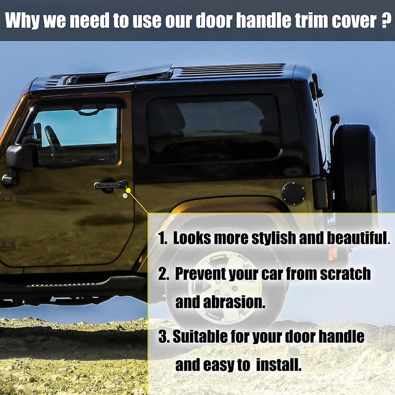 MACHSWON 3pcs Door Handle Cover for Jeep Wrangler 2 Door