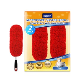 KEEPOW Reusable Microfiber Duster Refills Compatible with OXO Duster, Washable Dusters Refill Compatible with Good Grips Microfiber Extendable Dusters for Cleaning, 2 Pack(Handle is Not Included)