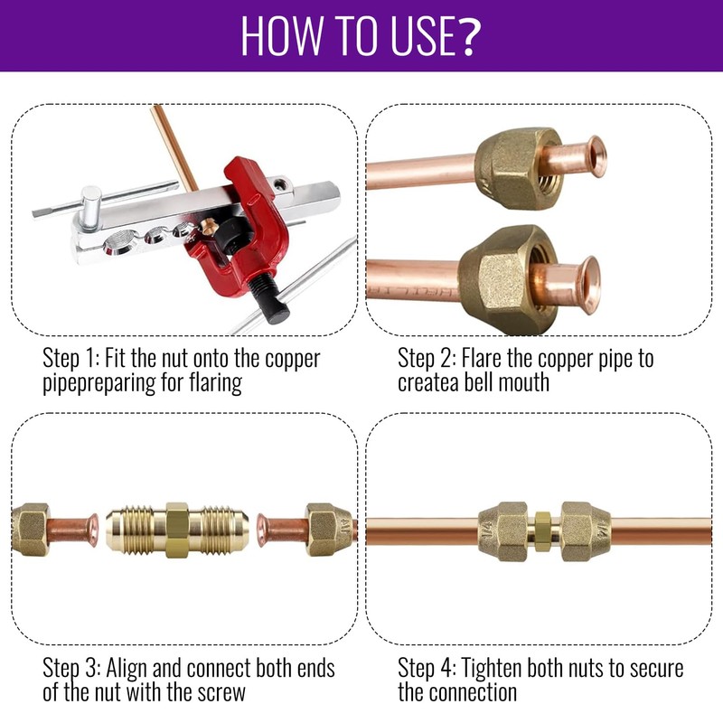 Copper Pipe Extension Joint Connectors - 1/2" Flare Male x