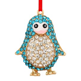 FLYAB Blue Penguin Christmas Ornaments - Mini Metal Christmas Tree Ornaments - 2024 Glitter Keepsake Ornaments for Christmas Tree Decorations Gifts for Girls Mom