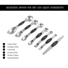 Magnetic Stainless Steel Measuring Spoons Set of 12 Include 6 Double Sided Magnetic Measuring Spoon 1 Leveler and 5 Mini Measuring Spoons for Dry and Liquid Ingredients