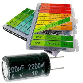 EEEEE 0.1uF－2200uF condensadores 20 valores 304 piezas Caja individual con tapa Kit de surtido de condensadores electrolíticos para eléctrico industrial y arduino (304 piezas 20 valores 10-50v)