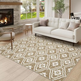 EcoNest 8x10 Boho Rugs, Washable Rug for Living Room Low Pile Geometric Area Rugs Soft Moroccan Rug Print Pattern Non Slip for Indoor Kitchen Bathroom