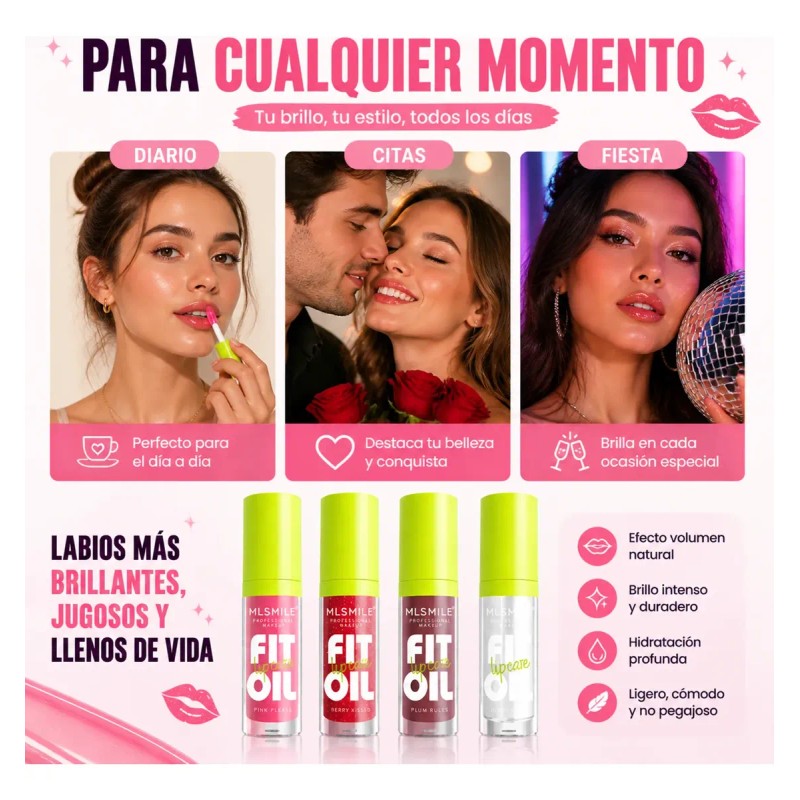 Set De Cuidado Labial Hidratante Glossy Liquid Lip Oil Gloss