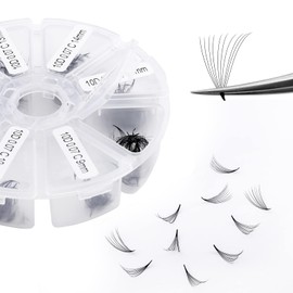 Premade Volume Fan for Eyelash Extension: 500 Handmade Fans, Loose Lash, Wend Lashes, SM0207-Black-500-10P-C-9-16mm