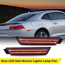 PIT66 LED Rear Fender Side Marker Light Lamp Compatible with Chevy Camaro LS, LT, SS, Z/28, ZL1 2010 2011 2012 2013 2014 2015, Smoke Lens 1 Pair,92246253, 92246252