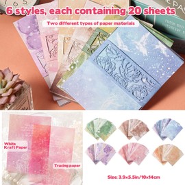 Watercolor Paper Scrapbook Paper Pack - 120 Sheets Colorful Decorative Paper Aesthetic Stationery Journaling Supplies Scrapbooking for Writing Drawing Travel Journal DIY Art Craft