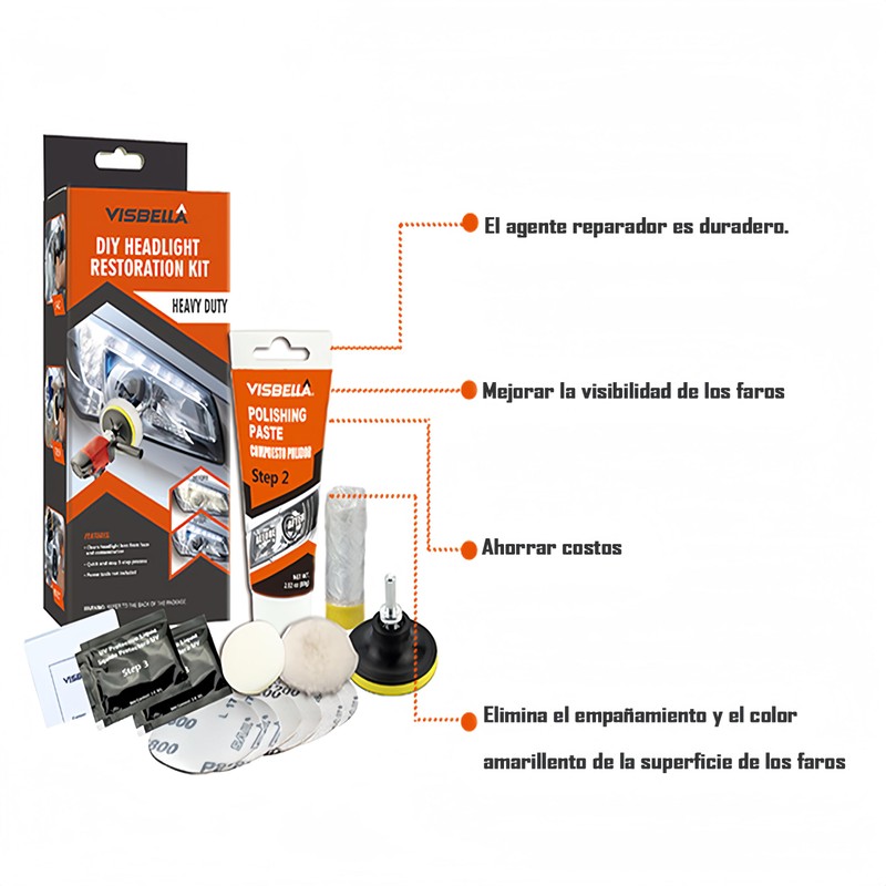 Kit de restauración de Faros Delanteros, Kit de pulidor de