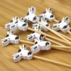 BambooMN 3.9 Inch Fancy Cow Cocktail Appetizers Bamboo Toothpick Picks,