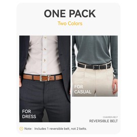 CHAOREN Mens Belts Leather 1 Pack - 1.25" Reversible Belts for Men for Dress Pants - One Belt, Two Colors