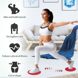 Jesiah 2Pcs Dual Sided Gliding Discs, 17.5cm Reversible Core Sliders Ultimate Core Trainer Exercise Discs Abdominal workout Strength Glider for Men Women Gym Home Carpet Wood Hard Floors (Red)