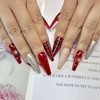 CECOBAG Red Press On Nails, Christmas Rectangle Fake Nails, Reusable
