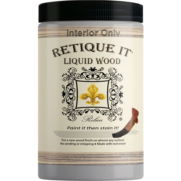 Retique It Liquid Wood - Bleached Wood Quart - Paint it then stain it - Stainable Wood Fiber Paint - Put a fresh coat of wood on it (32 Fl Oz Bleached Wood)