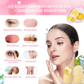 GeeRic Ice Roller, Ice Roller, Face Massage, Facial Ice Roller, Face Tightening, Anti-Ageing Wrinkles, Firming Dark Rings, Reduce Muscle Soreness, Yellow