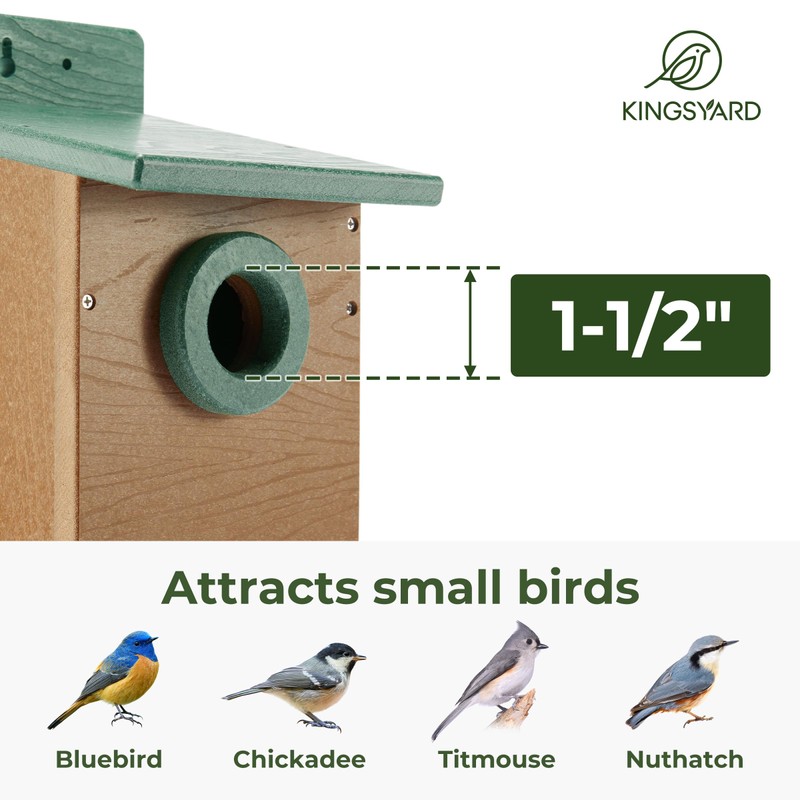 Kingsyard Recycled Plastic Bird House for Outdoor - Durable Nesting