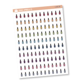 Nail Polish Bottle Icon Planner Stickers | Hand Doodled Pain Nails Labels | I-445 (Muted Rainbow)