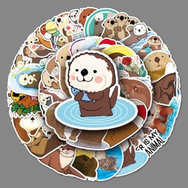 Otter Stickers 50Pcs Waterproof Cute Animal Stickers for Skateboard Luggage Water Bottle Laptop Scrapbook Bike Phone Car Computer,Vinyl Cartoon Otter Stickers for Teens Kids