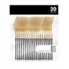 PlasticPro 20 Count Gold and Black Plastic Dinner Forks Premium