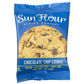 Sun Flour Baking Company Chocolate Chip Cookie, Vegan, Gluten Free, Non GMO, 1 oz (1oz, Gluten Free Chocolate Chip) 24 Pack
